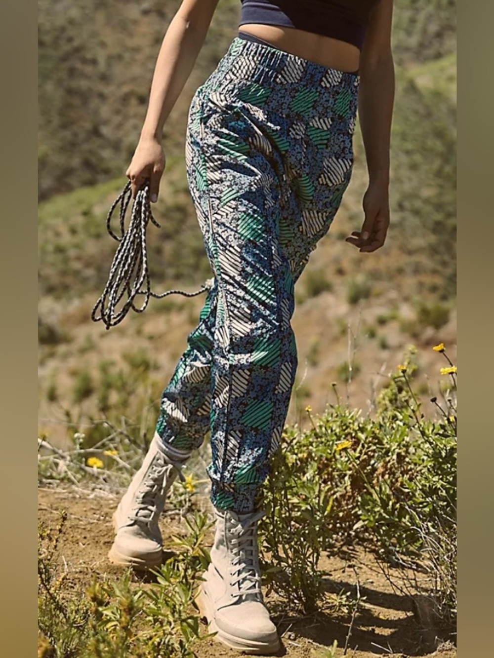 Free People Movement The Way Home Printed Joggers Printed Nylon Small Gorpcore